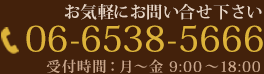 06-6538-5666 月～金曜9時から18時まで